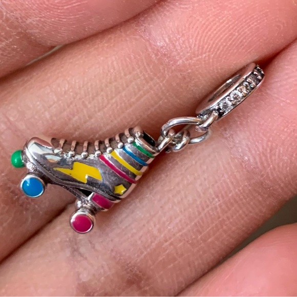 NWOT Retro Roller Skate Glow in the Dark Pendant Dangle Charm Sterling Silver - Picture 8 of 15